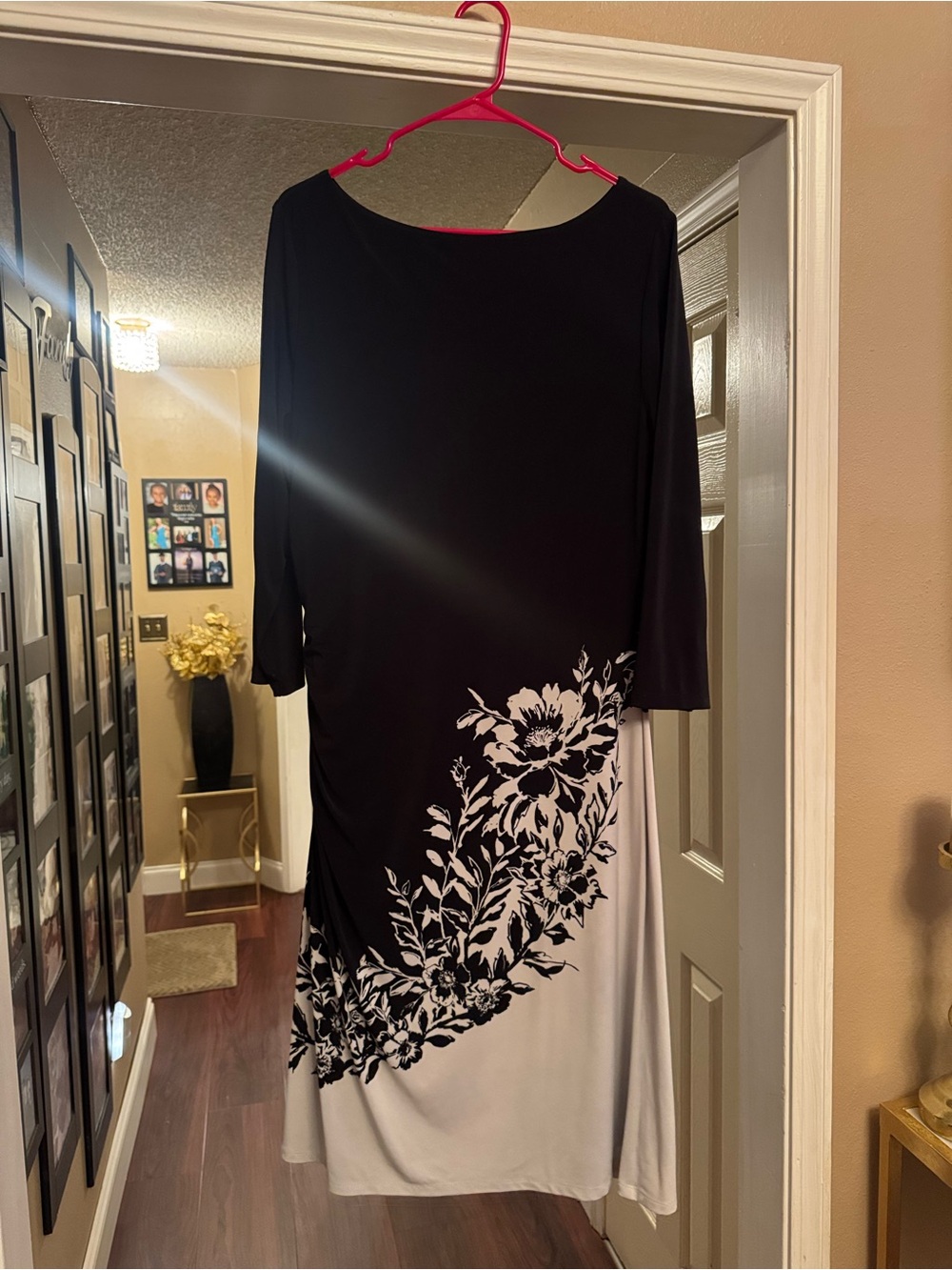 Ralph Lauren Black and White Floral Midi Dress